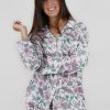 Pijama largo para mujer estampado floral morado claro Nagaur