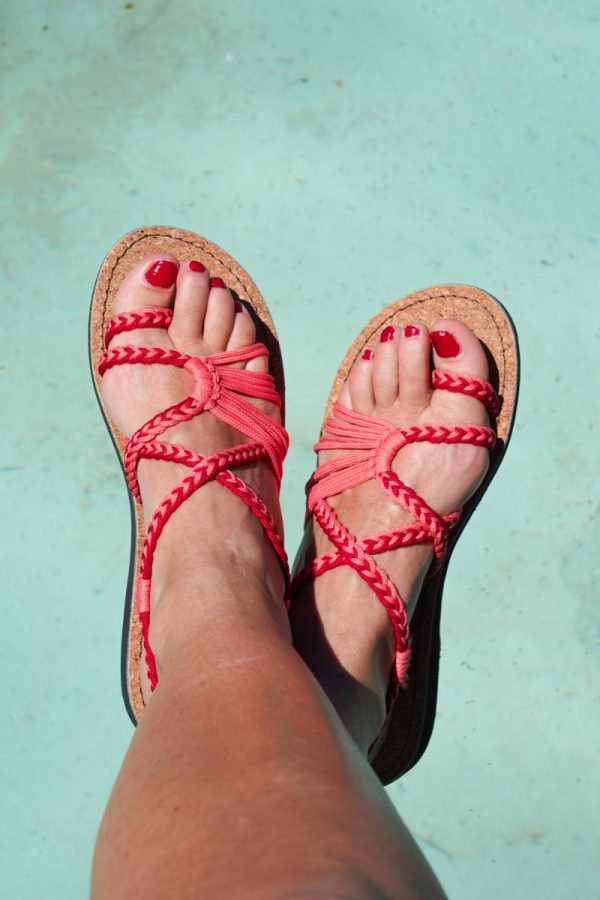 Sandalia Coral y rojo