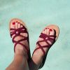 Sandalias tailandesas de cuerda trenzada burdeos